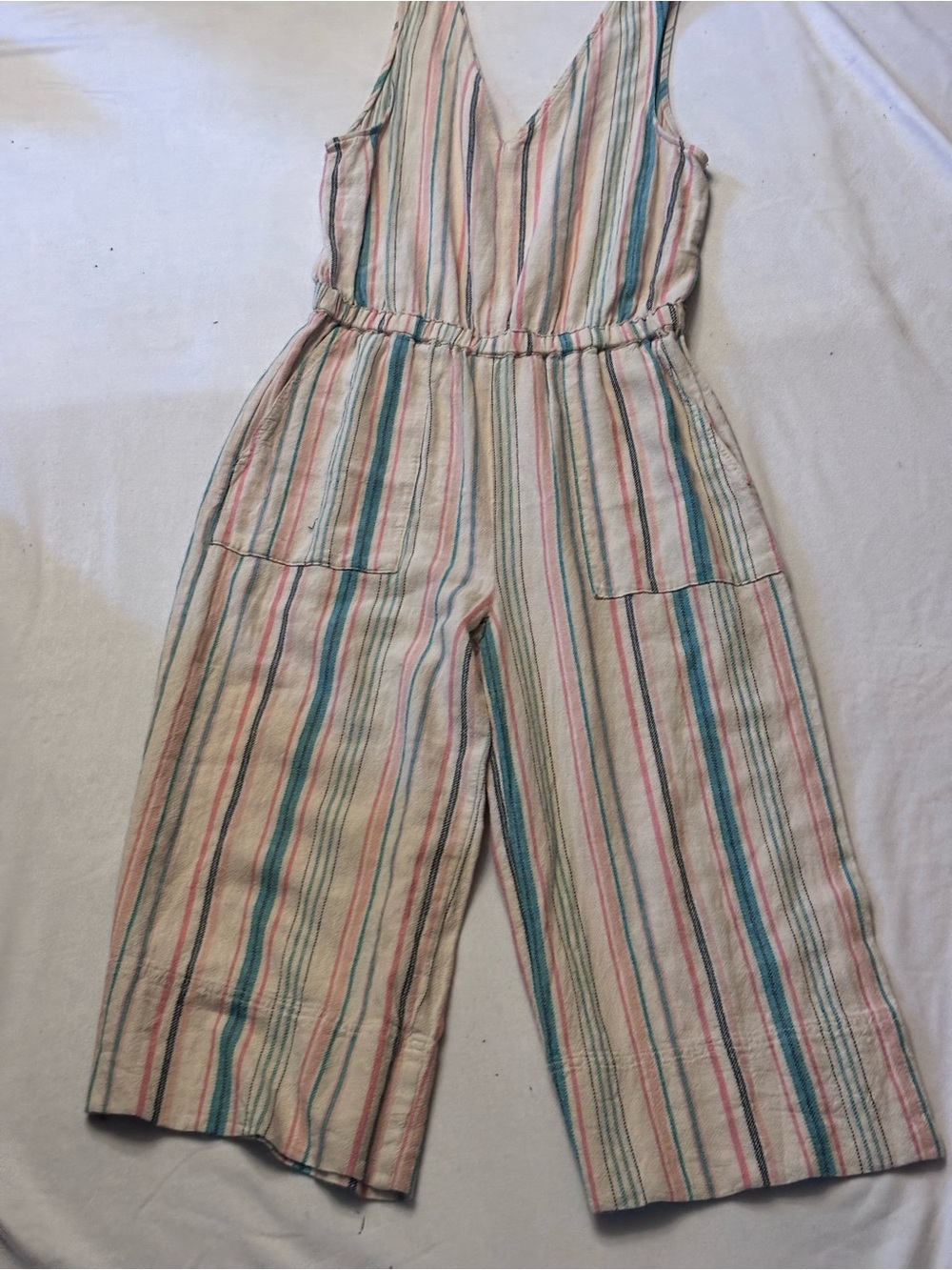Splendid Striped Wide Leg Jumpsuit, Size Small Coastal Beachy Cottagecore